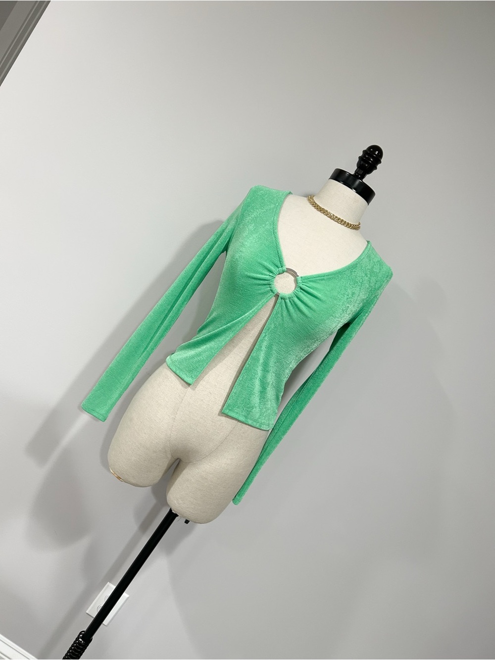 Princess Polly Mint Ring-Front Long Sleeve Top